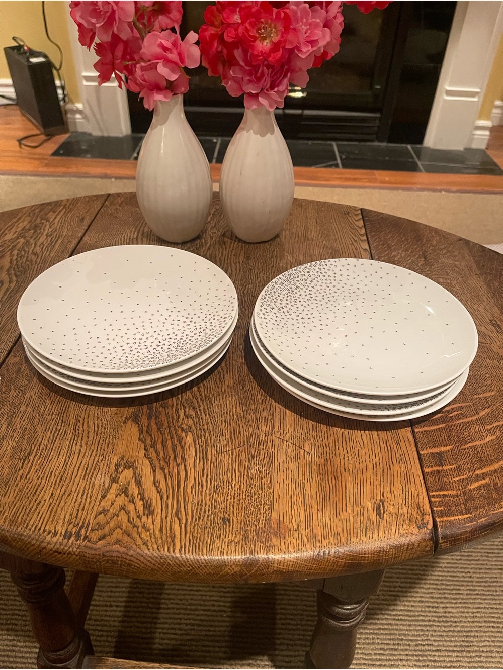 White Alphabet Ceramic App Plates - Set of 8